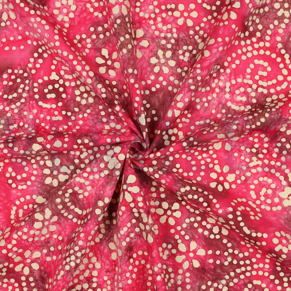 HANDGEMAAKTE BATIK KATOEN KERSENROOD #7