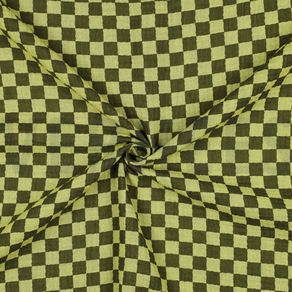 DOUBLE GAUZE DUBBELZIJDIGE RUITEN GROEN #7