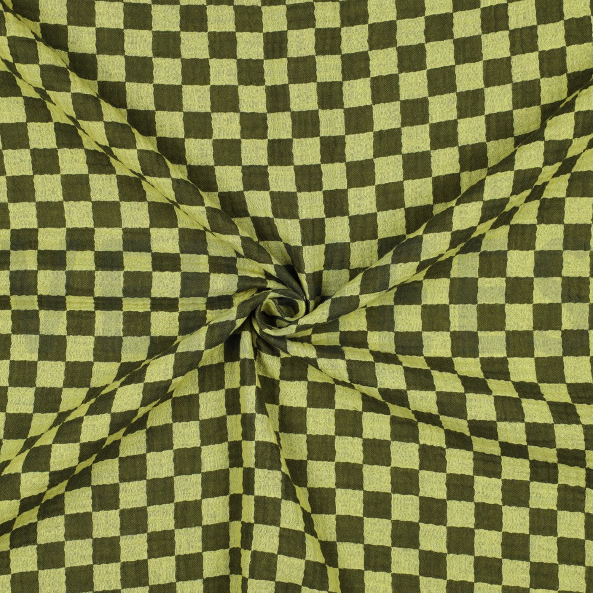 DOUBLE GAZE DE COTON DOUBLE FACE CARREAUX VERT (high resolution) #3