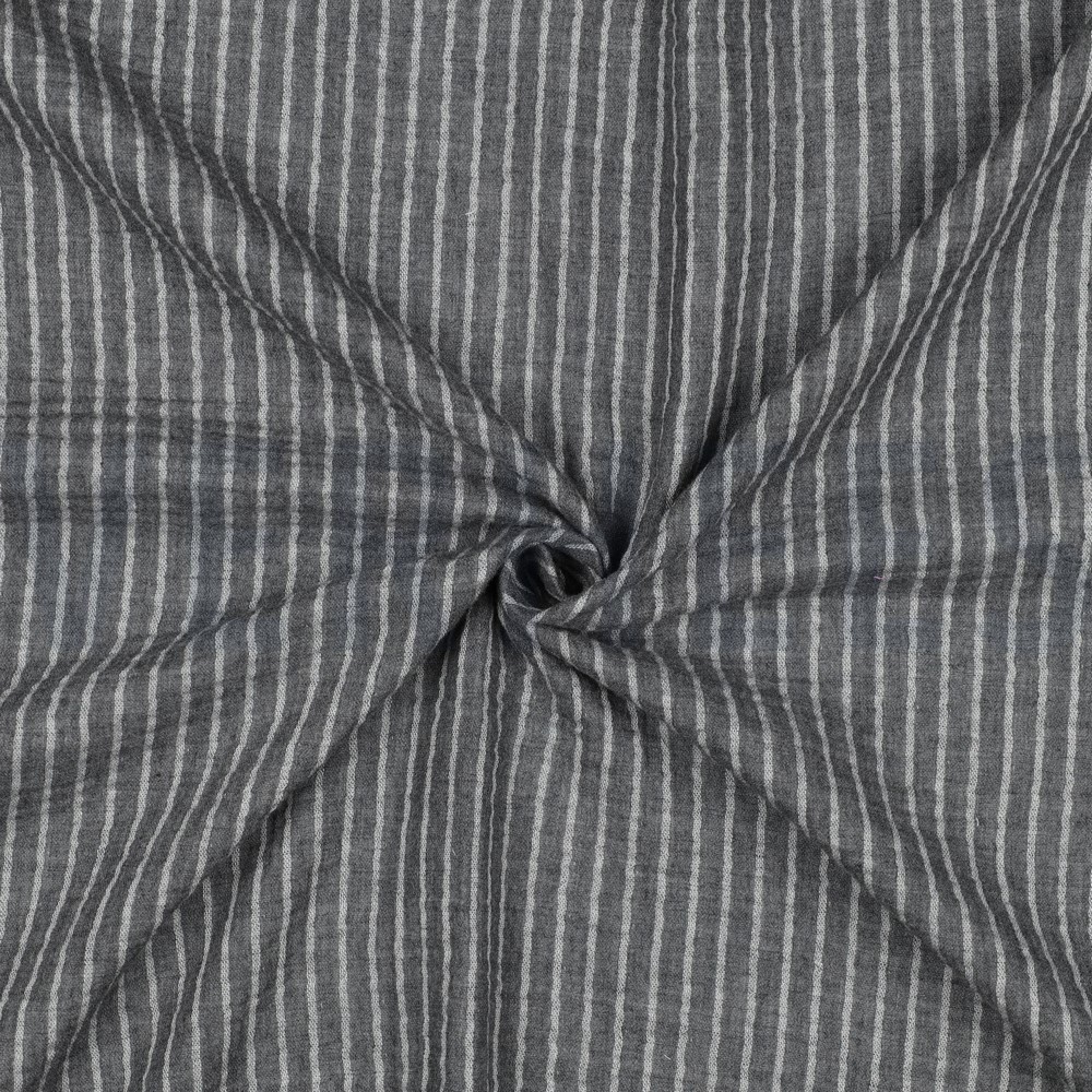 DOUBLE GAUZE YARN DYED STRIPES GREY #7