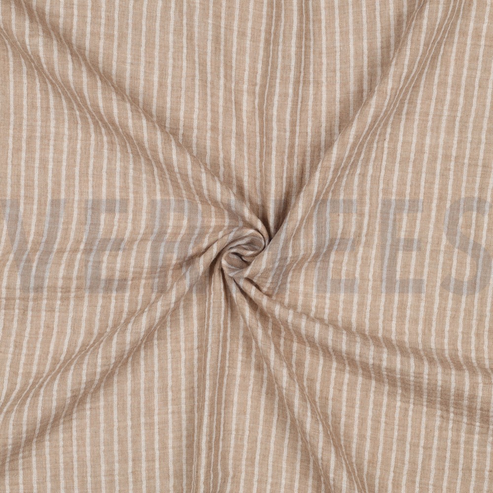 MUSSELIN GARNGEFÄRBT STREIFEN TAUPE #7