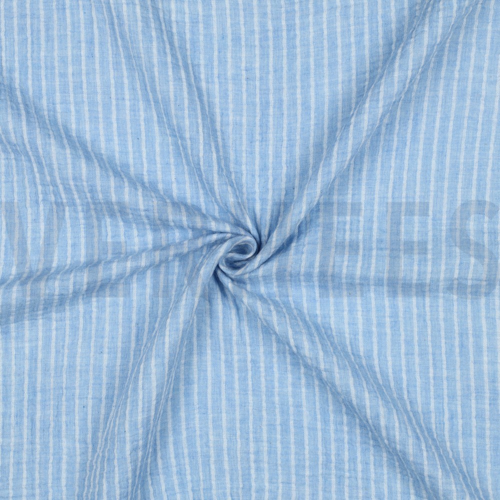MUSSELIN GARNGEFÄRBT STREIFEN HELLBLAU #7