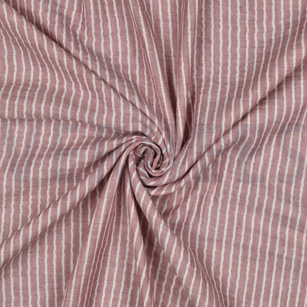 DOUBLE GAUZE GARENGEVERFD STREPEN ROZE #7