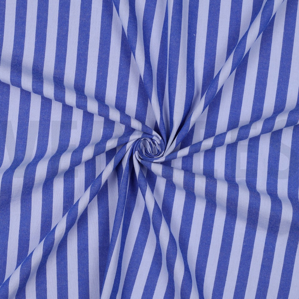 KATOEN GARENGEVERFD STREPEN BLAUW #7
