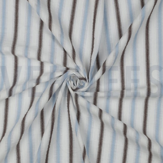 COTTON SEERSUCKER YARN DYED STRIPES BLUE #7