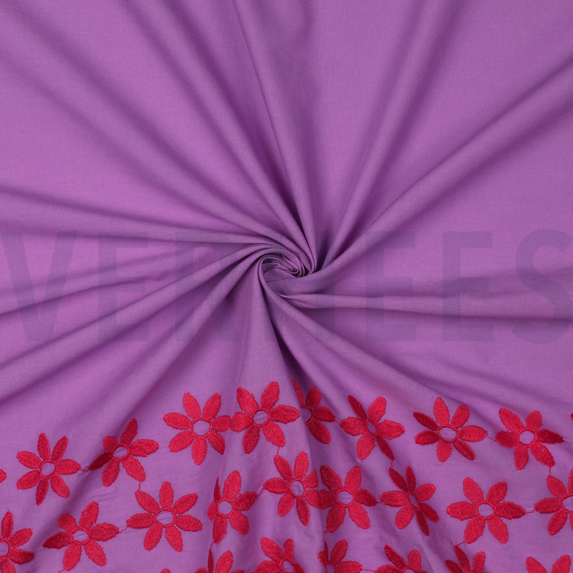 COTTON EMBROIDERY ONE-SIDE BORDER PURPLE/RED (high resolution) #3