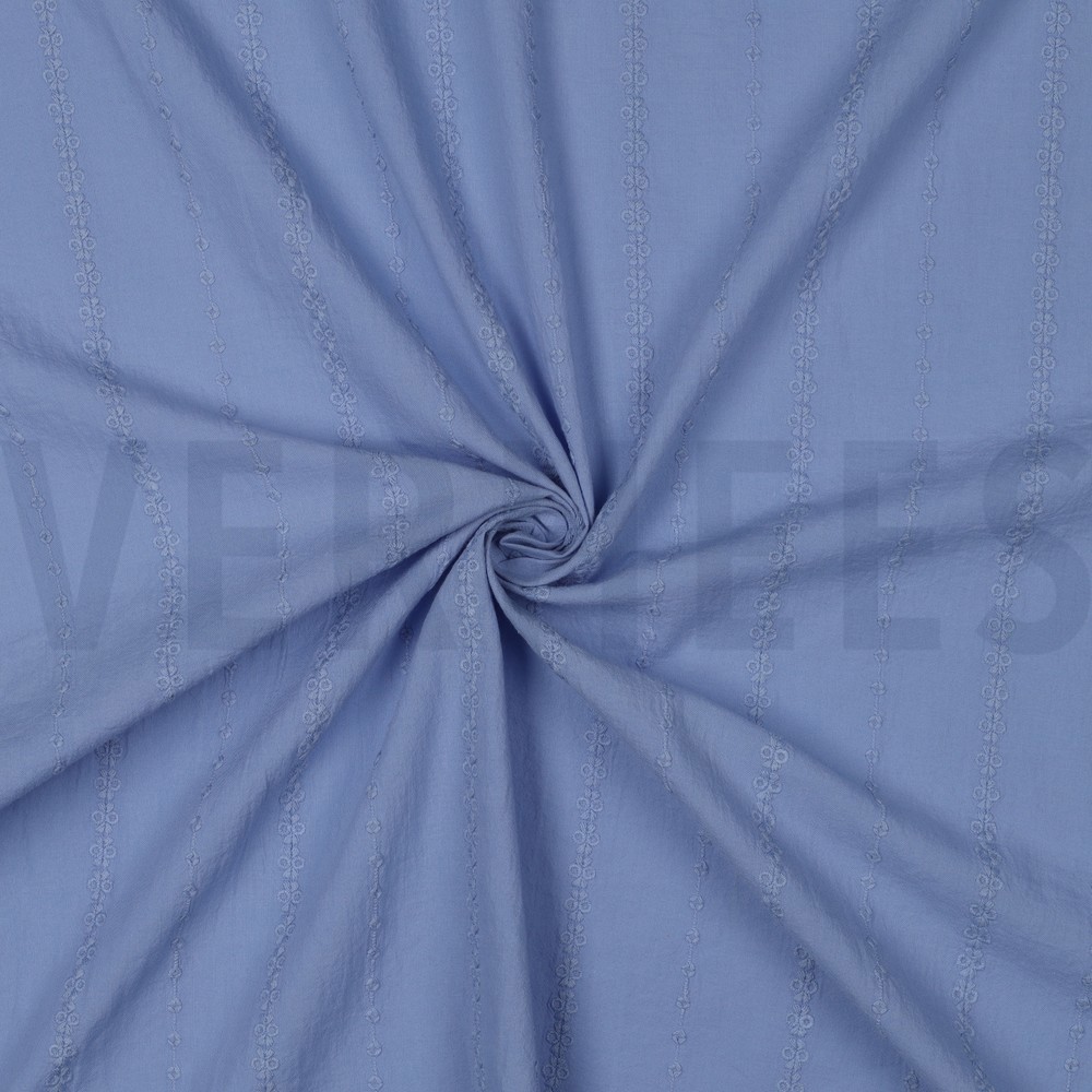 BAUMWOLLE VOILE STICKEREI STREIFEN LAVENDEL #7
