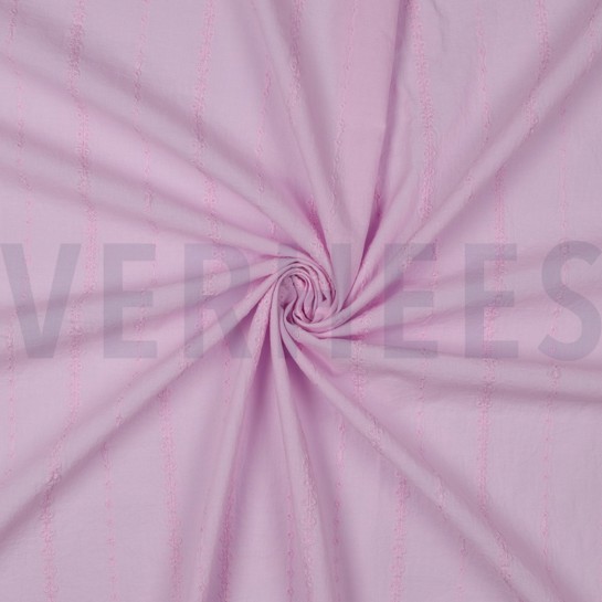 KATOEN VOILE EMBROIDERY STREPEN LILA #7