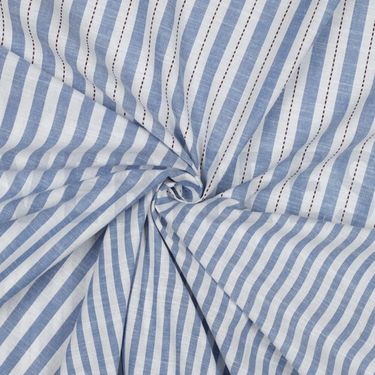 KATOEN GARENGEVERFD STREPEN BLAUW #7