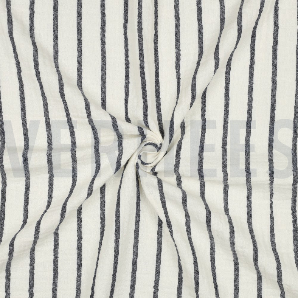 DOUBLE GAUZE GARENGEVERFD STREPEN MARINEBLAUW #7