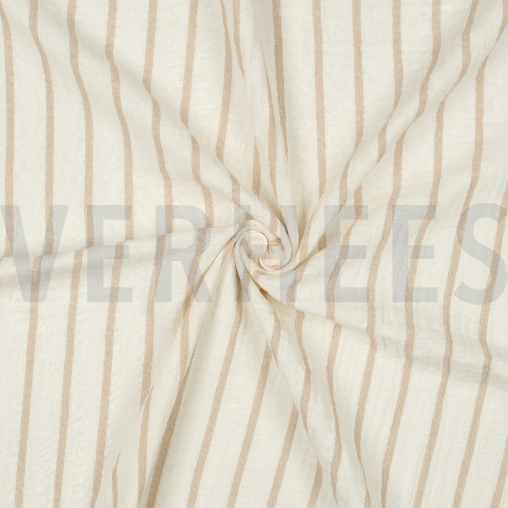 DOUBLE GAUZE GARENGEVERFD STREPEN BEIGE #7