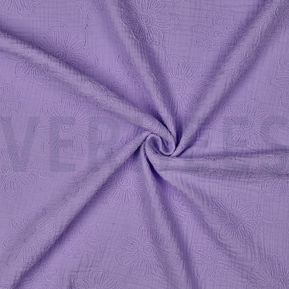 DOUBLE GAUZE EMBROIDERY BLOEMEN LILA #7