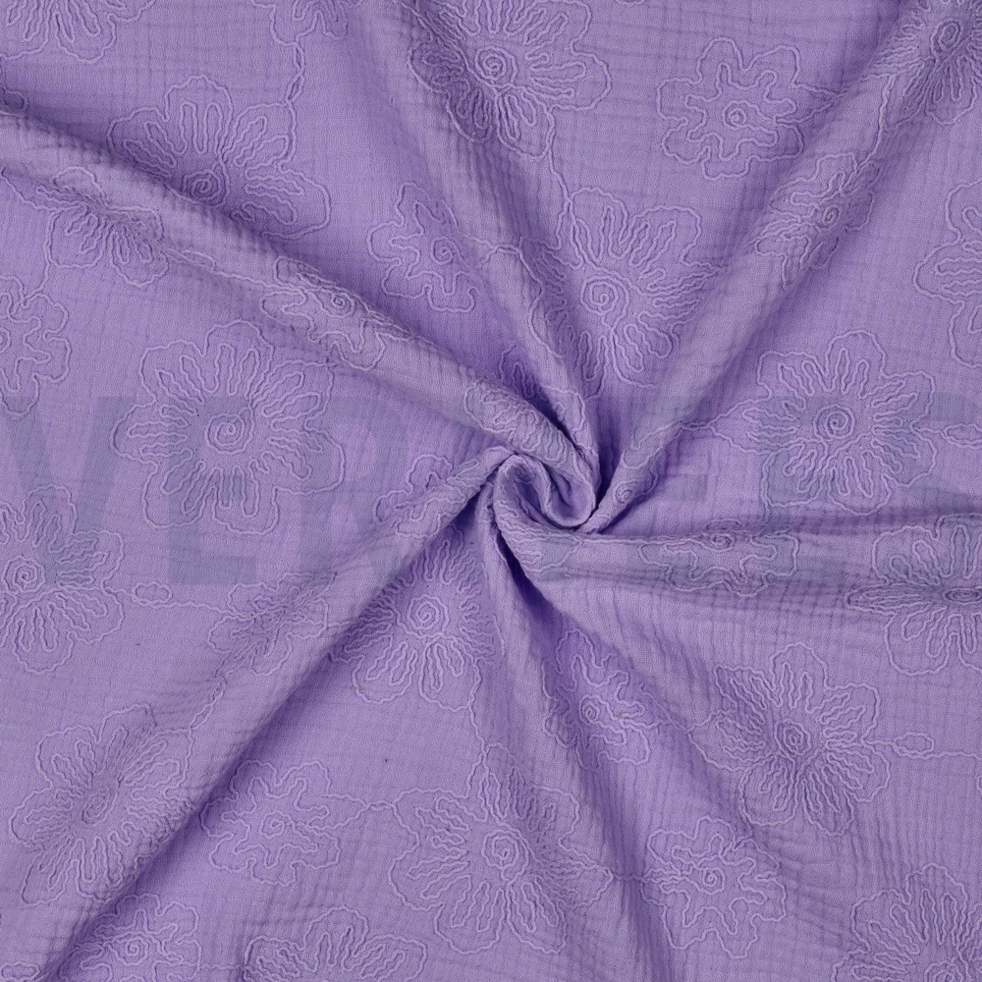 DOUBLE GAUZE EMBROIDERY BLOEMEN LILA (high resolution) #3