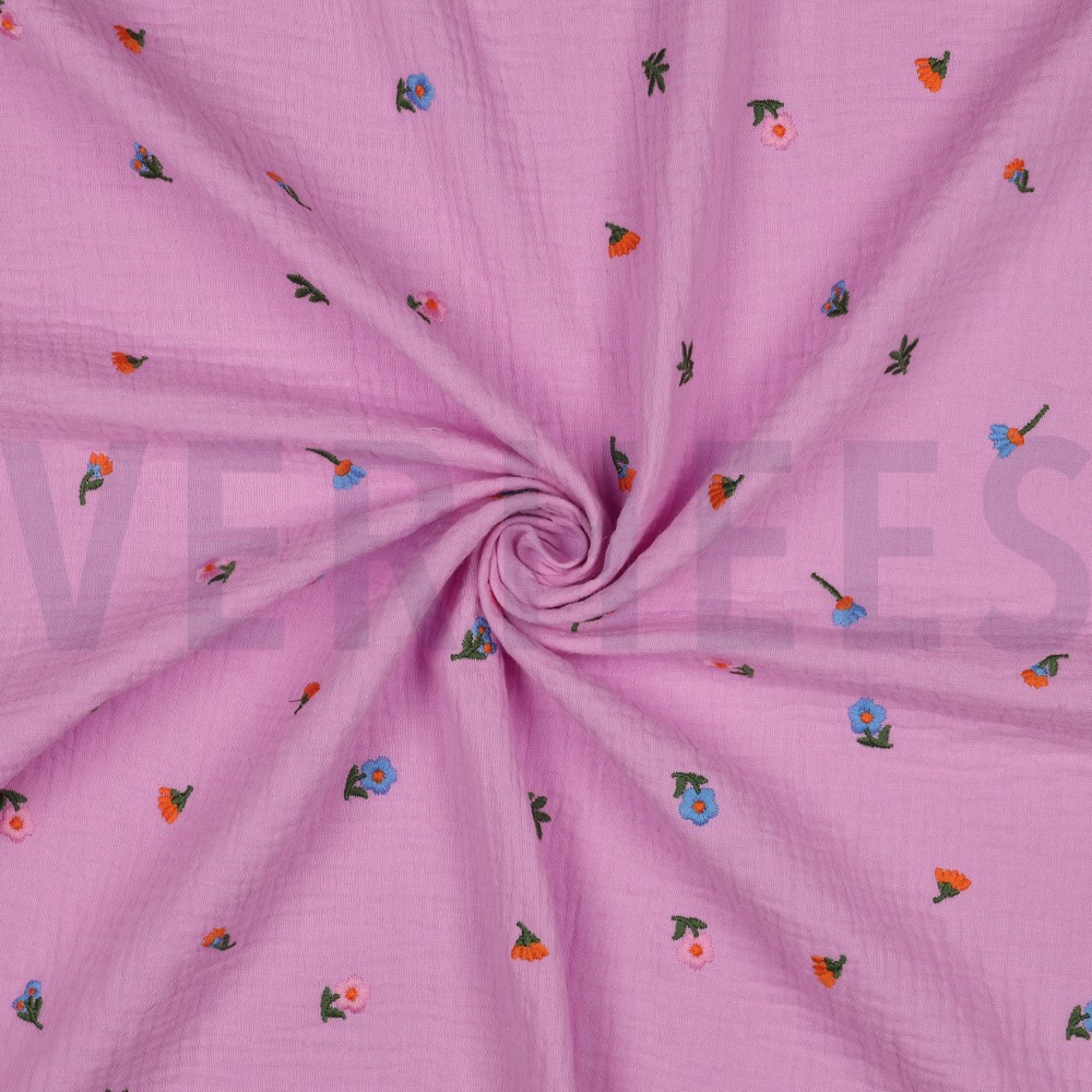 DOUBLE GAUZE EMBROIDERY BLOEMEN LICHTROZE #7