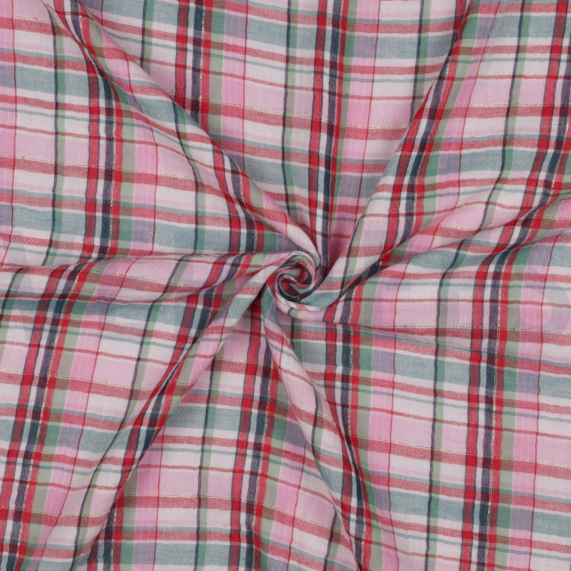 DOUBLE GAUZE GARENGEVERFD RUITEN MULTI/LICHTROZE (high resolution) #3