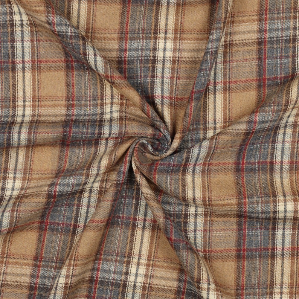 GEBORSTELDE MANTELSTOF GARENGEVERFD RUITEN BEIGE #7