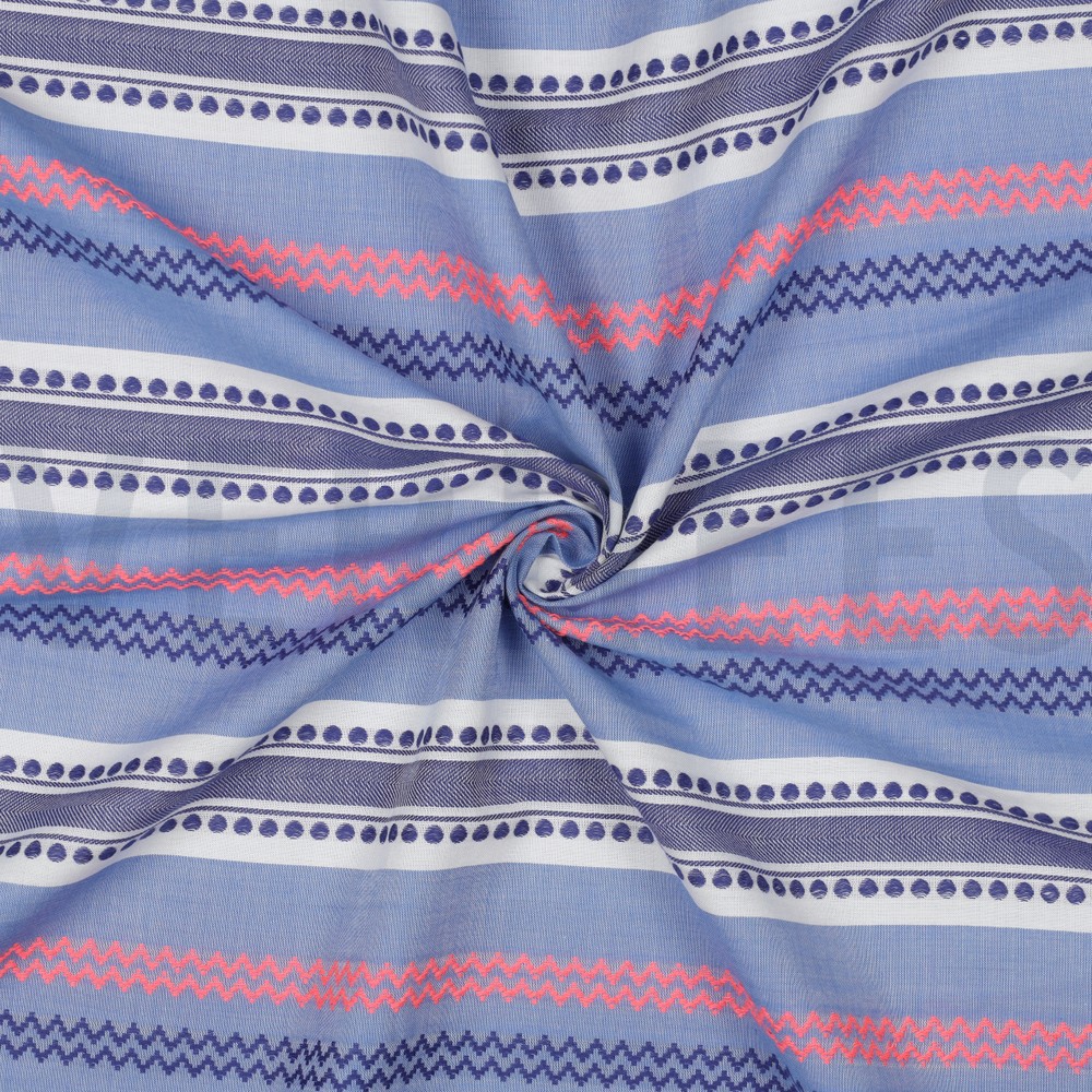 COTON TEINT ET FIL JACQUARD NÉON BLEU CLAIR #7
