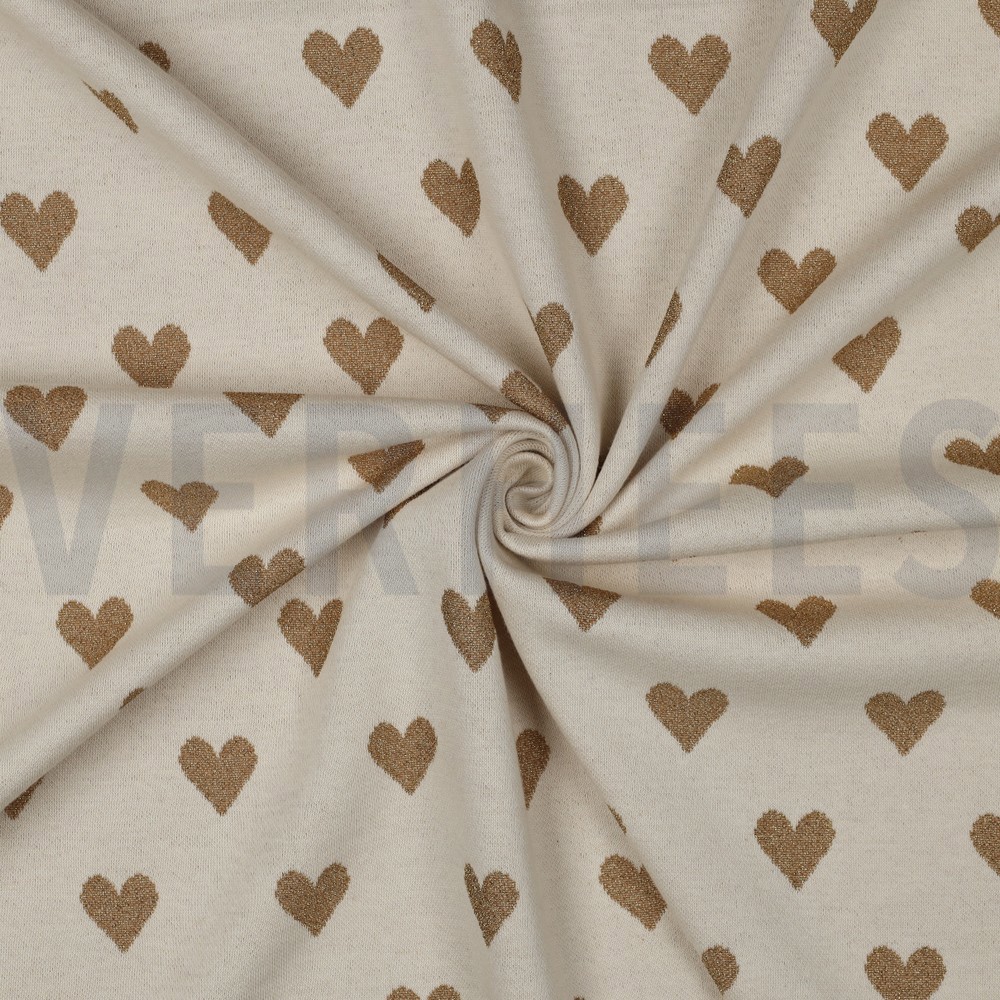 KNITTED JACQUARD LUREX HEARTS NATURAL #7