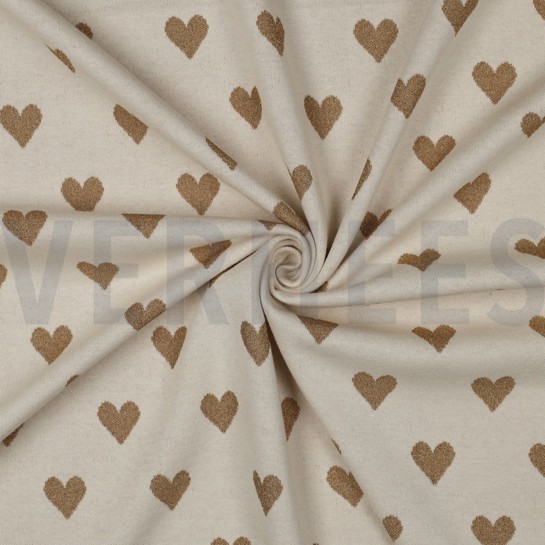 KNITTED JACQUARD LUREX HEARTS NATURAL #7