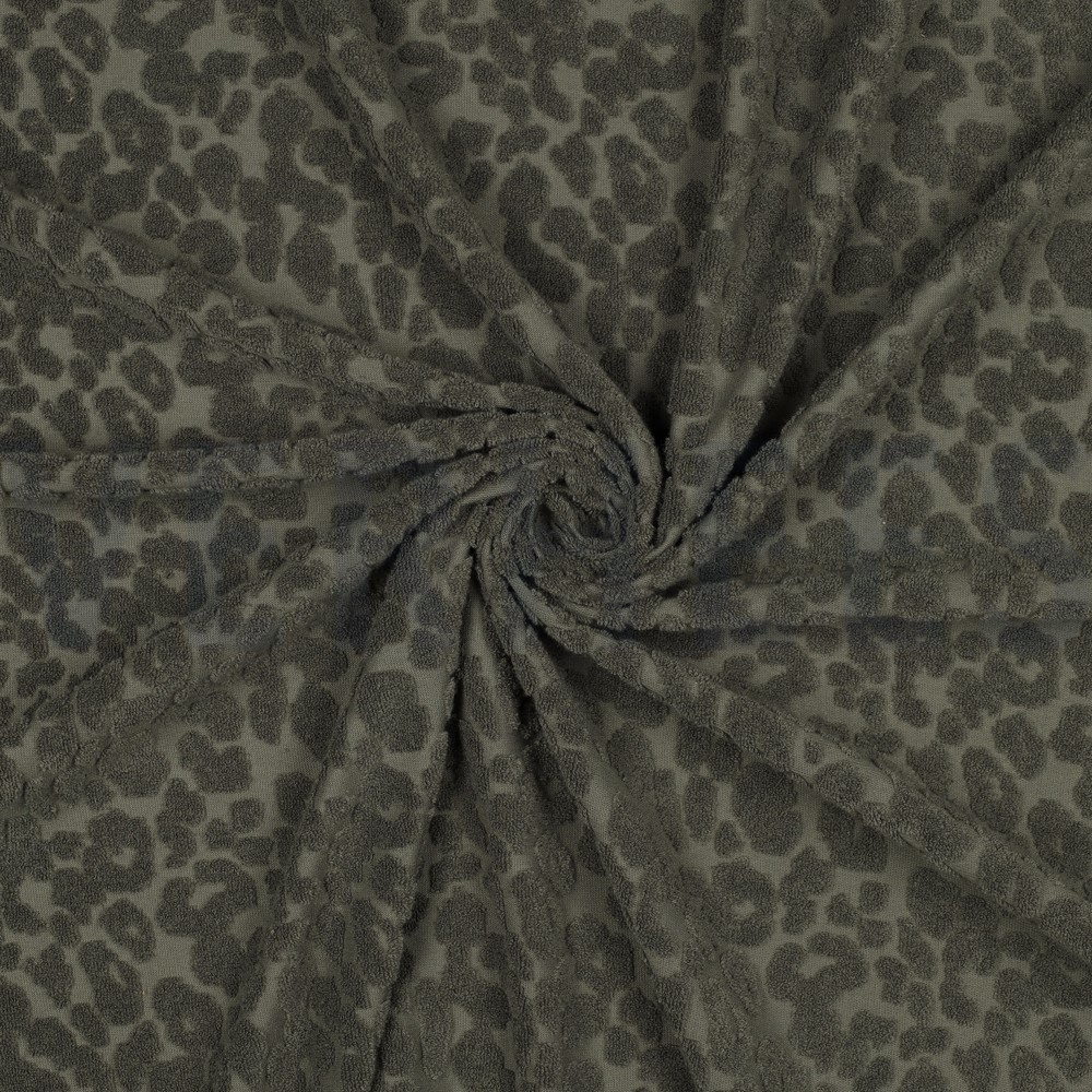 COTTON TOWELLING KNIT ANIMAL SKIN DARK GREEN #7