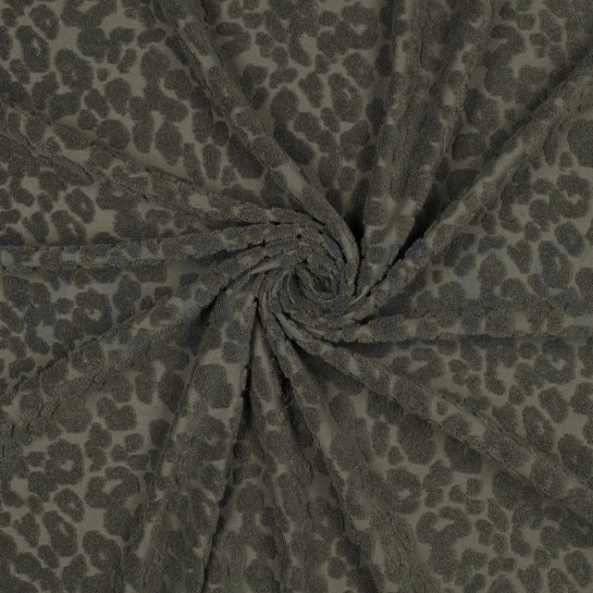 COTTON TOWELLING KNIT ANIMAL SKIN DARK GREEN #7