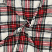 BAUMWOLLE GARNGEFÄRBT ANGERAUT KAROS ECRU/ROT (thumbnail) #3