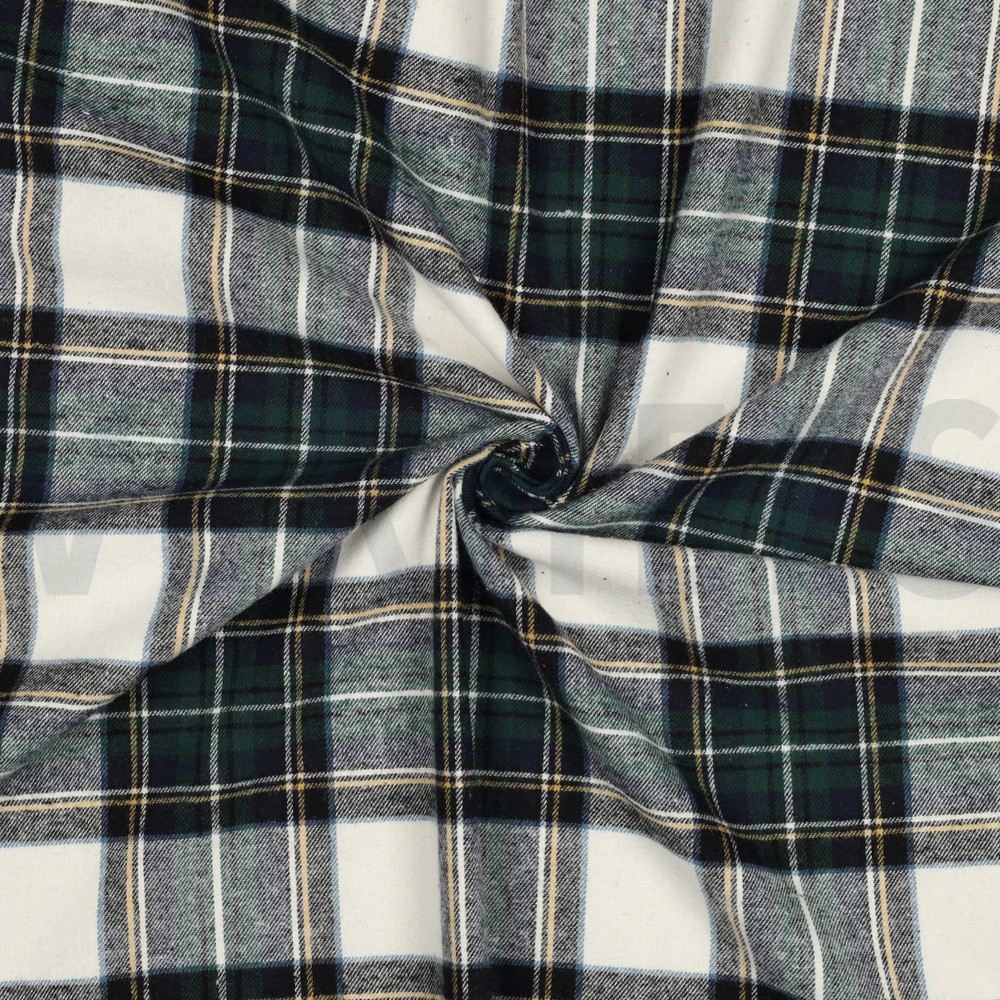 COTTON YARN DYED BRUSHED CHECKS ECRU/NAVY #7