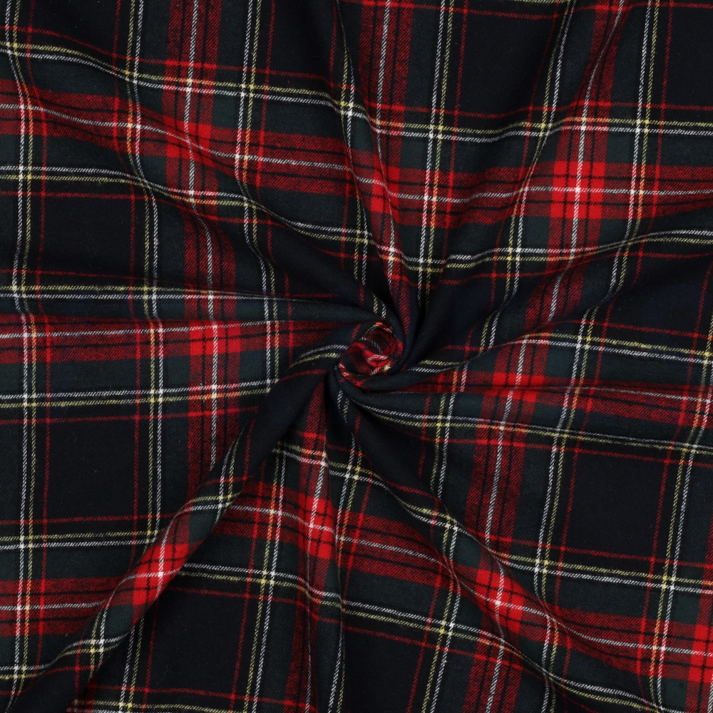 COTTON YARN DYED BRUSHED CHECKS NAVY/RED #7