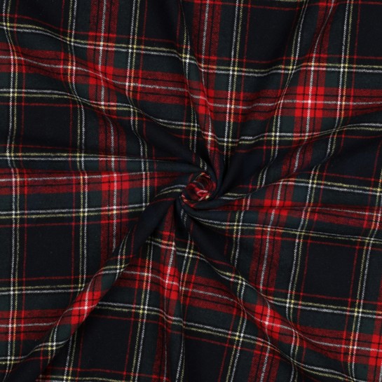 KATOEN GARENGEVERFD GEBORSTELDE RUITEN DONKERBLAUW/ROOD #7