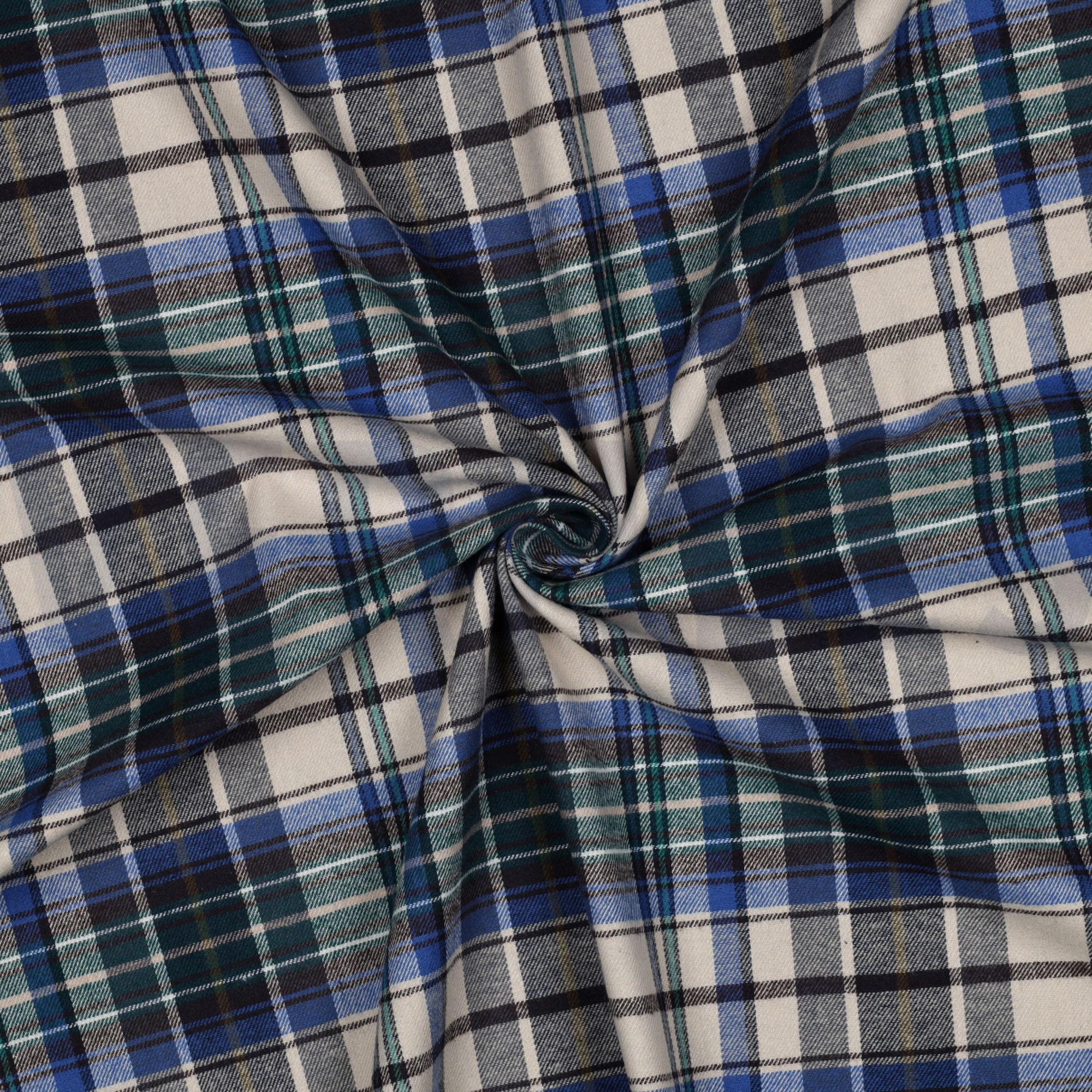 BAUMWOLLE GARNGEFÄRBT ANGERAUT KAROS BLAU (high resolution) #3