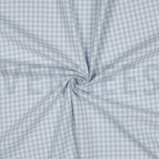 BAUMWOLLE GARNGEFÄRBT ANGERAUT KAROS HELLBLAU #7