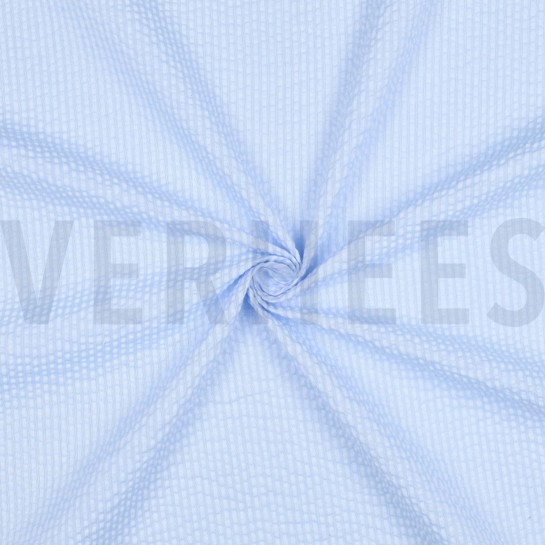 BAUMWOLLE SEERSUCKER GARNGEFÄRBT STREIFEN BLAU #7