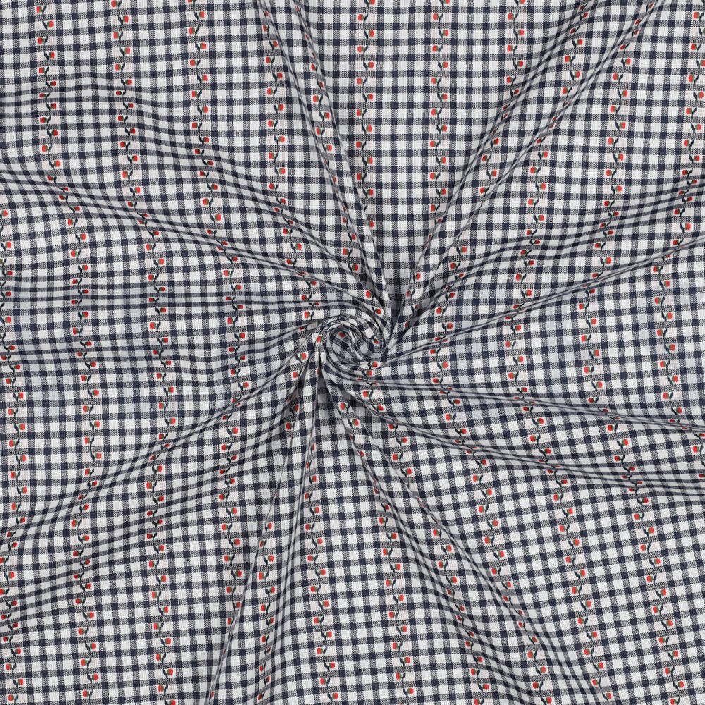COTON JACQUARD FLEURS BLEU MARINE #7