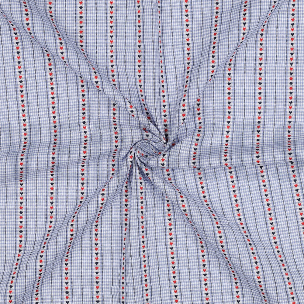COTON JACQUARD COEURS BLEU CLAIR #7