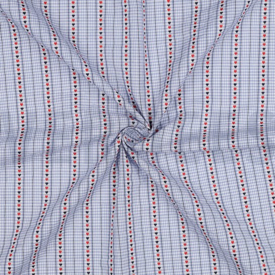 BAUMWOLLE JACQUARD HERZEN HELLBLAU #7