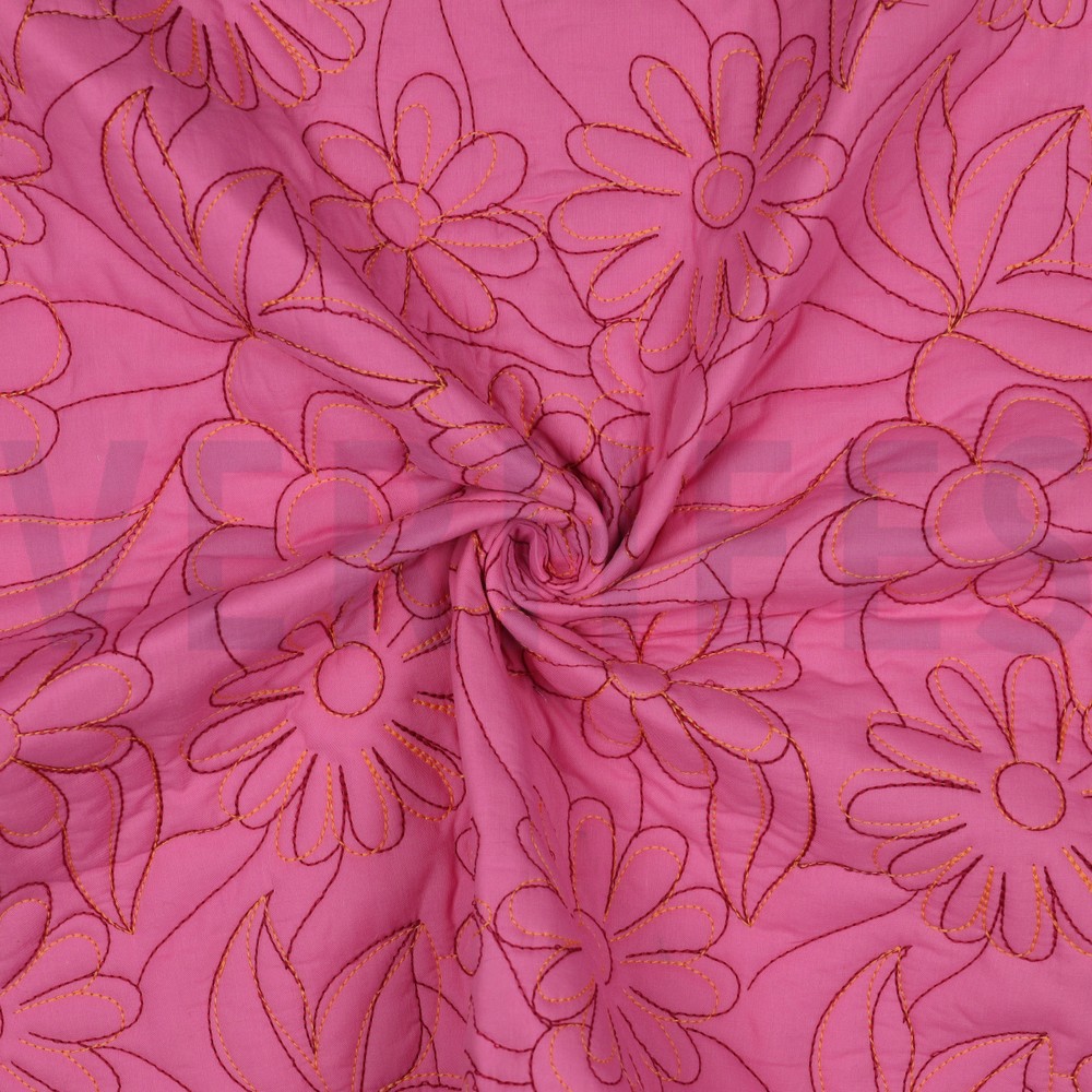 COTON MATELASSÉ FLEURS ROSE #7