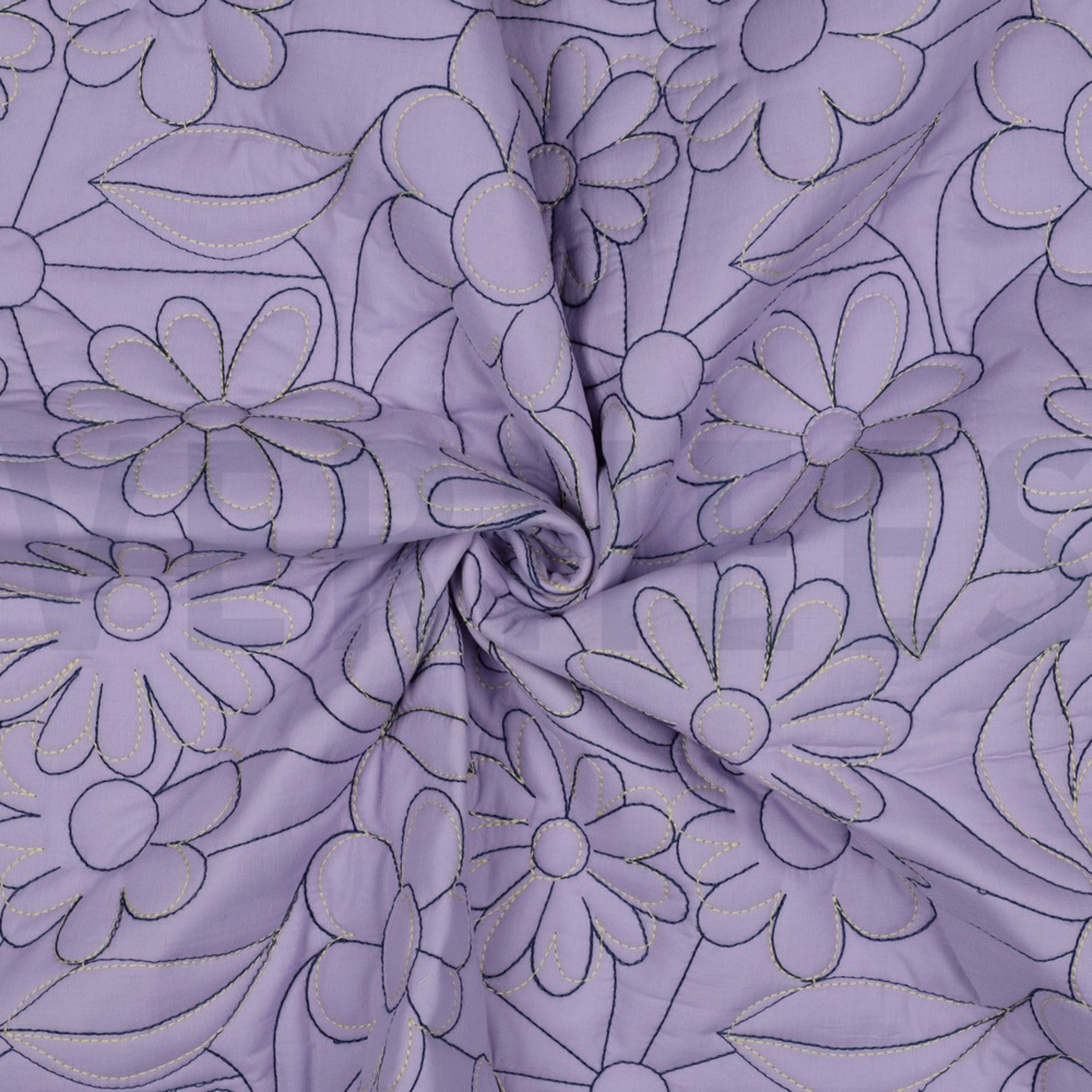 KATOEN GEWATTEERD BLOEMEN LAVENDEL (high resolution) #3