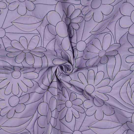 KATOEN GEWATTEERD BLOEMEN LAVENDEL #7