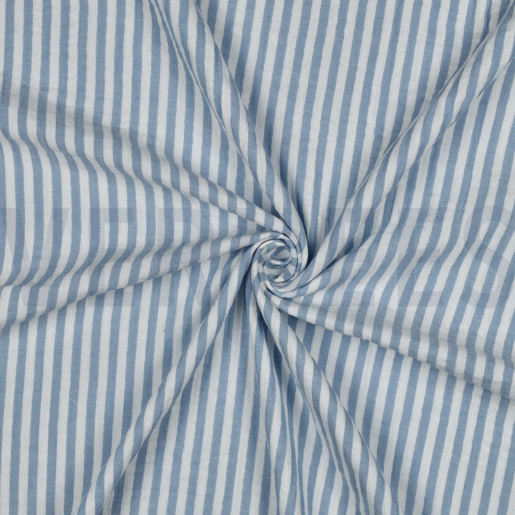 DOUBLE GAUZE YARN DYED STRIPES BLUE #7