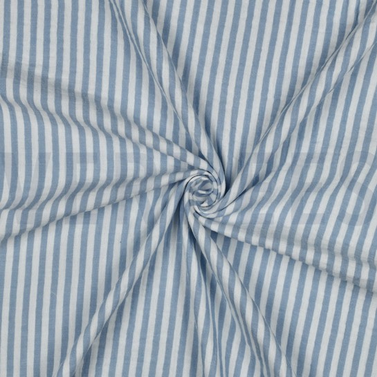 MUSSELIN GARNGEFÄRBT STREIFEN BLAU #7