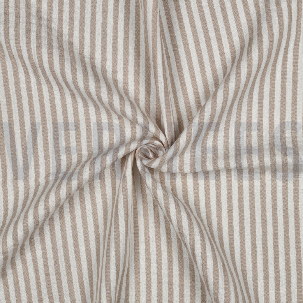 DOUBLE GAUZE YARN DYED STRIPES BEIGE #7