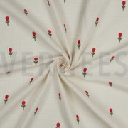 DOUBLE GAZE DE COTON BRODERIE FLEURS NATUREL (thumbnail) #3