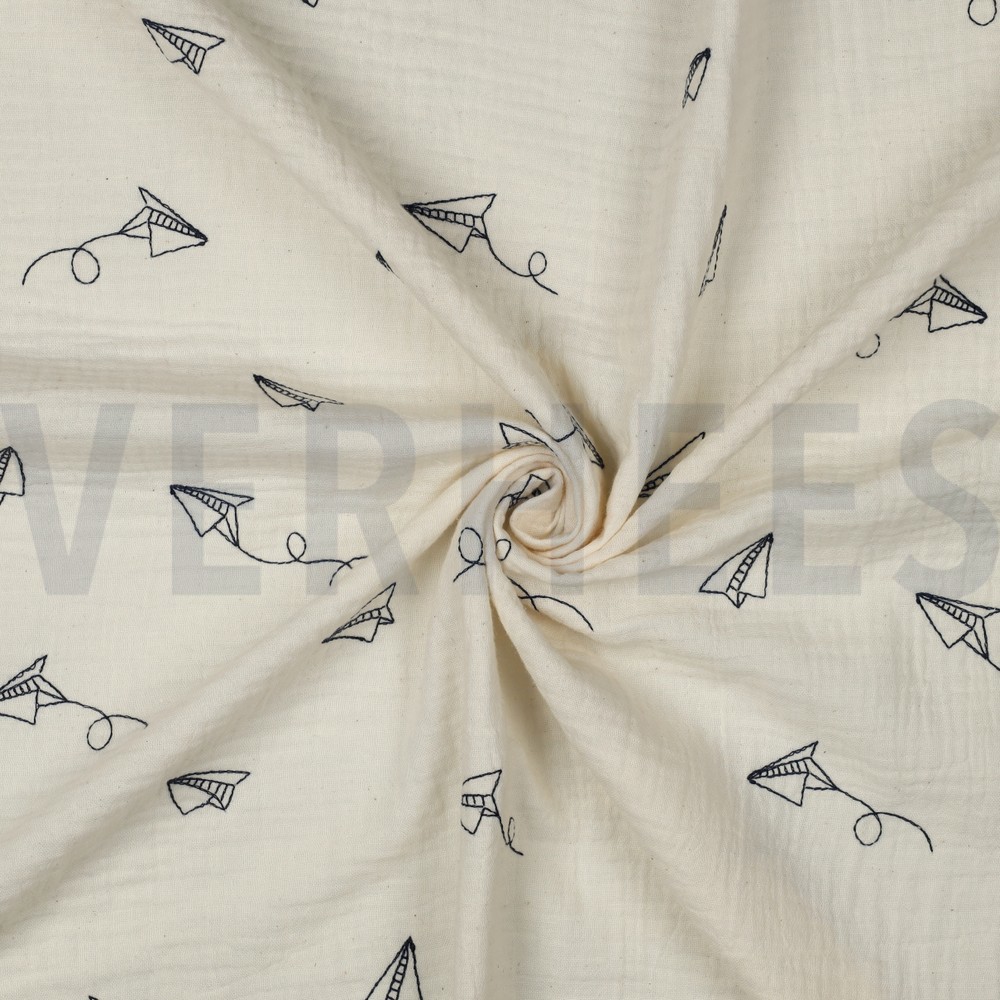 MUSSELIN STICKEREI PAPIERFLIEGER NATUR #7