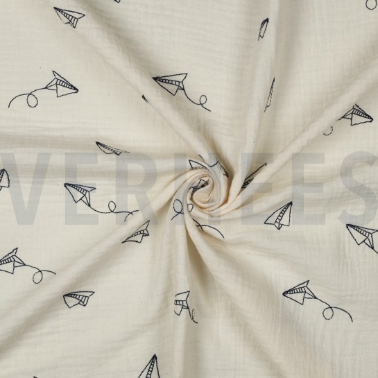 MUSSELIN STICKEREI PAPIERFLIEGER NATUR #7