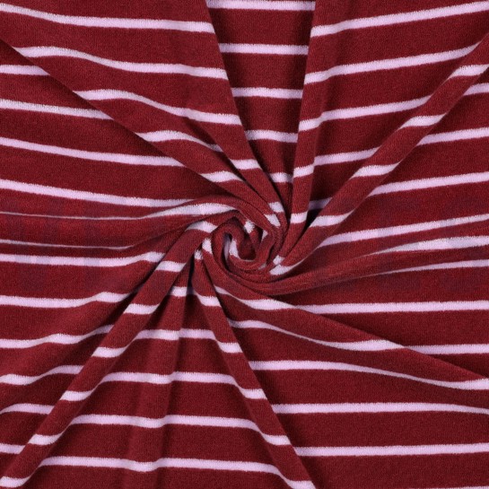 COTTON TOWELLING YARN DYED STRIPES BLUSH/LILAC #7
