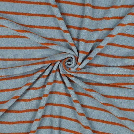 BAUMWOLLE FROTTEE GARNGEFÄRBT STREIFEN BLAU/BRAUN #7