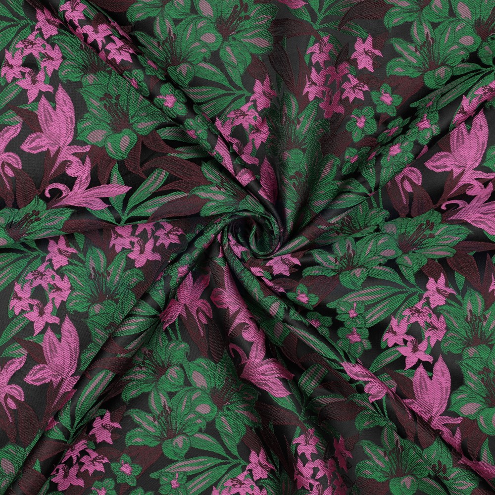 JACQUARD BLOEMEN DONKERGROEN #7