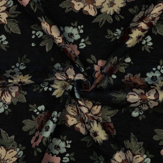 GOBELIN CHENILLE BLUMEN SCHWARZ #7