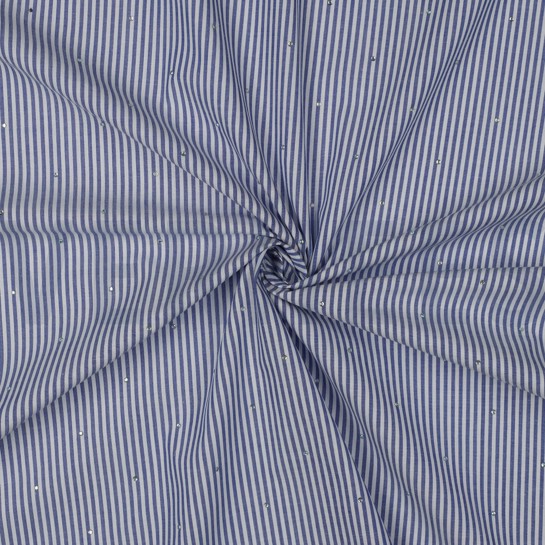 BAUMWOLLE GARNGEFÄRBT STREIFEN MIT NIETEN BLAU #7
