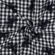 BAUMWOLLE GARNGEFÄRBT KAROS TÜLL BLUMEN MARINEBLAU (thumbnail) #3